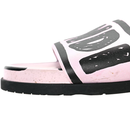 Fendi X JOSHUA VIDES Roma Calfskin Fussbetts Slide Sandals 41 Pink Xiloph White Black 6 of 9