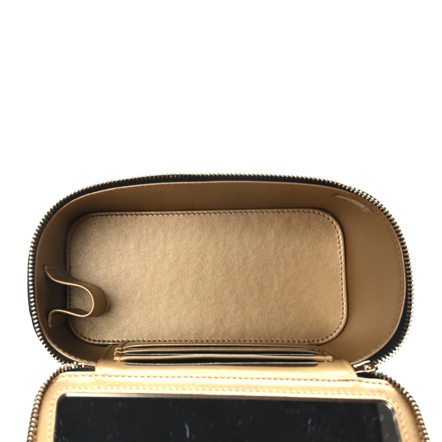 Lambskin Quilted Pearl Crush Small Vanity Case With Chain Black
