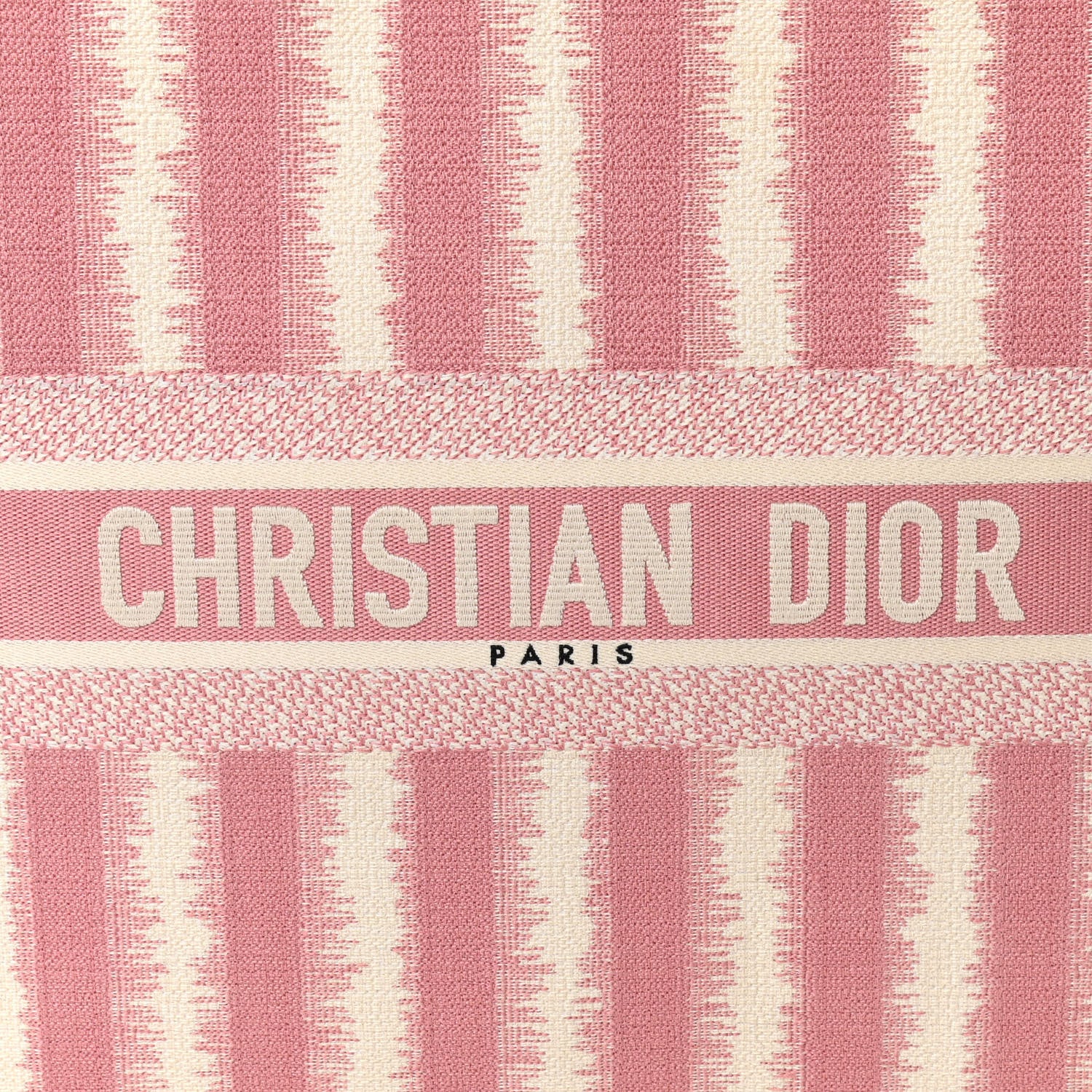 Christian Dior Canvas Embroidered Large Striped Book Tote Pink 8 of 14