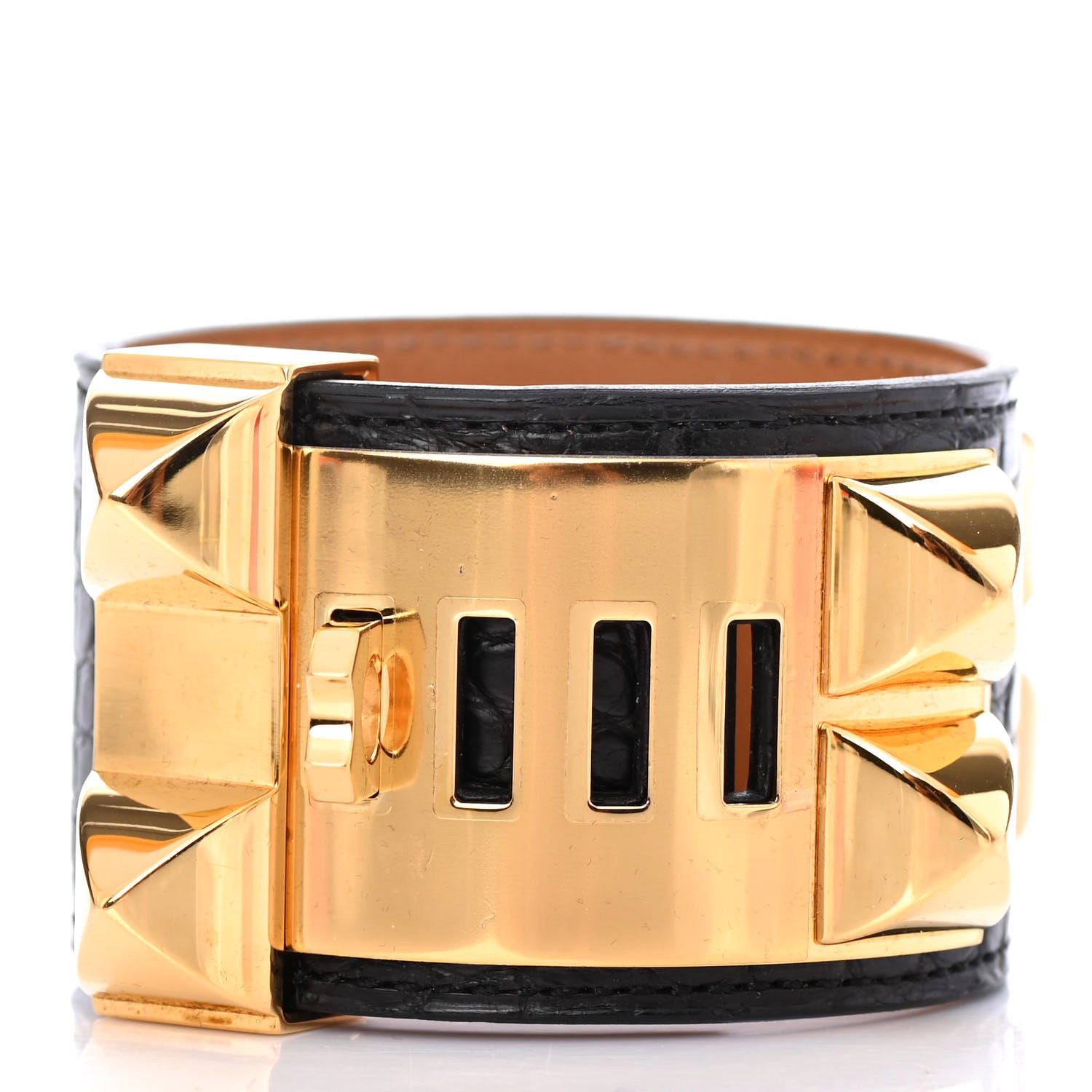 Hermes Shiny Alligator Collier de Chien CDC Bracelet S Black 2 of 4