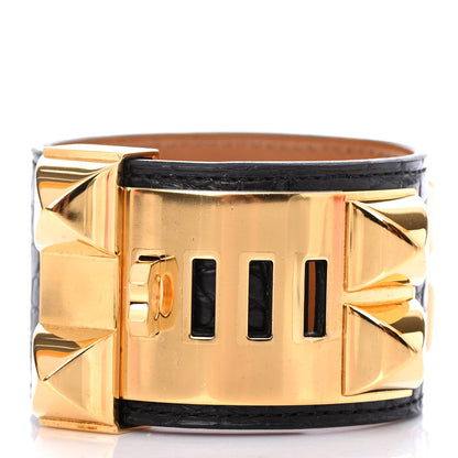 Hermes Shiny Alligator Collier de Chien CDC Bracelet S Black 2 of 4