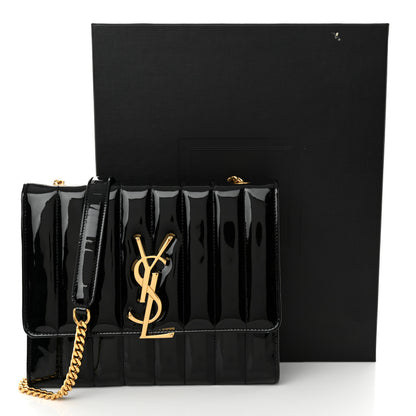 Saint Laurent Patent Calfskin Matelasse Monogram Vicky Chain Bag Black 12 of 12
