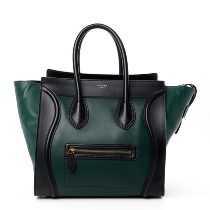 Celine Smooth Calfskin Mini Bi-Color Luggage Forest Black 1 of 13