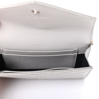 Saint Laurent Grain De Poudre Matelasse Chevron Small Monogram Envelope Wallet Souris 5 of 6