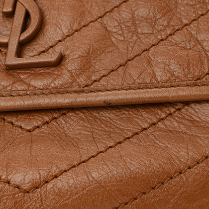 Saint Laurent Crinkled Calfskin Matelasse Monogram Medium Niki Chain Satchel Caramel 11 of 12