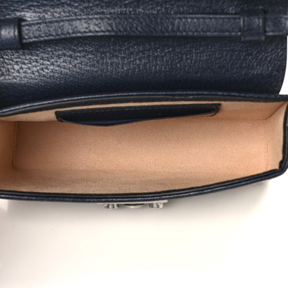 Gucci GG Supreme Monogram Textured Dollar Calfskin Web Mini Padlock Top Handle Shoulder Bag Beige Blue 5 of 9