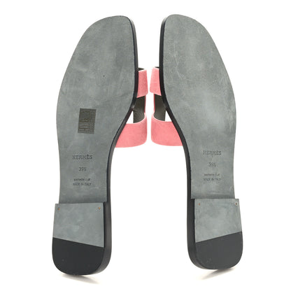 Hermes Suede Goatskin Oran Sandals 39.5 Rose Du Desert 5 of 8