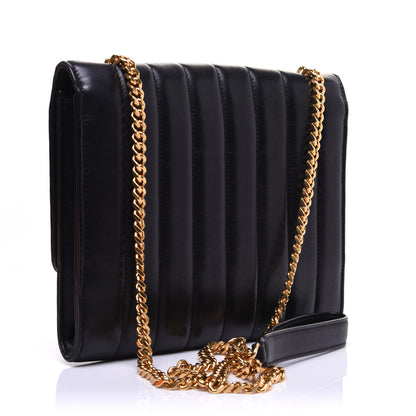 Saint Laurent Lambskin Matelasse Monogram Vicky Chain Wallet Black 3 of 13