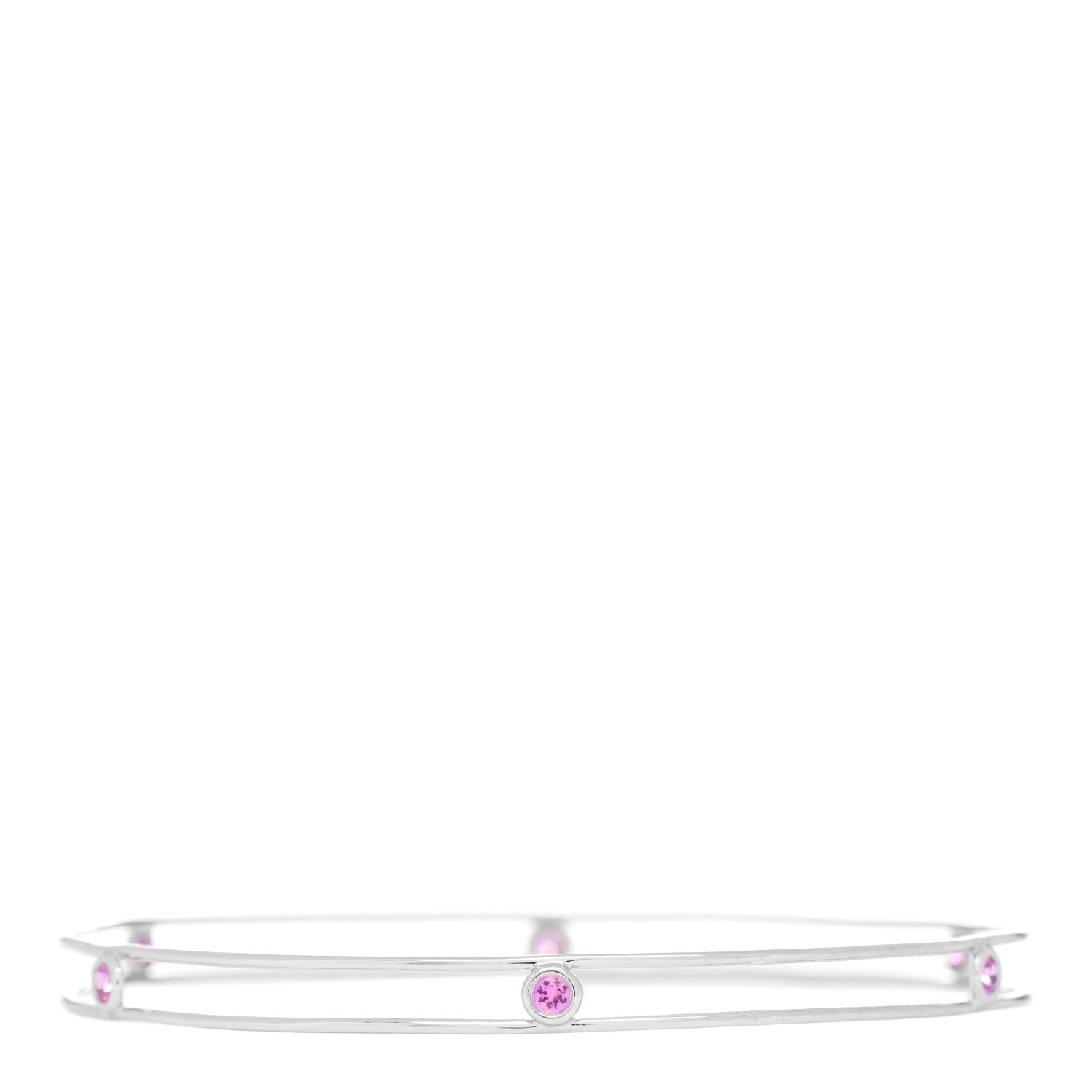Tiffany 18K White Gold Pink Sapphire Elsa Peretti Sapphire By The Yard Bangle Bracelet 2 of 3