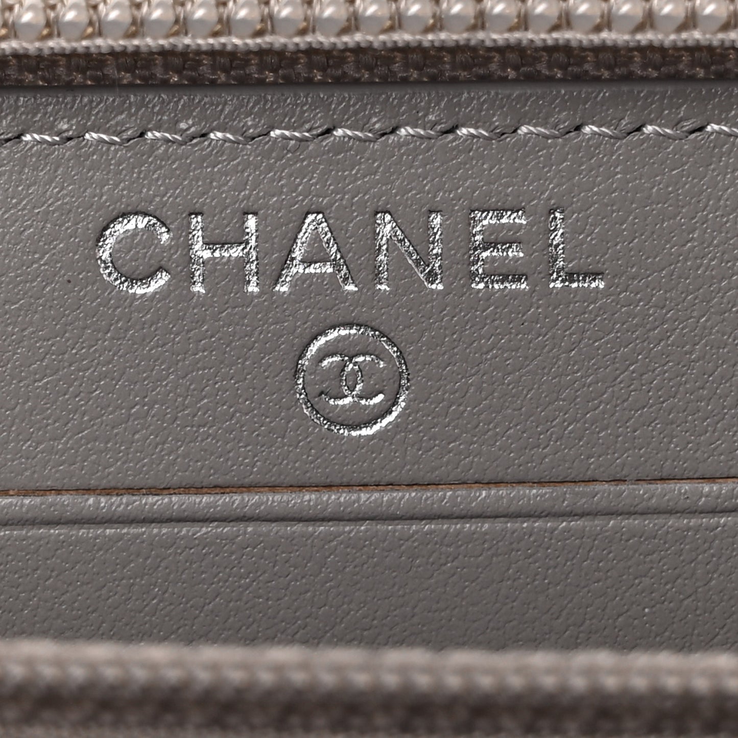 Caviar Quilted Boy Small Zip Around Wallet Grey