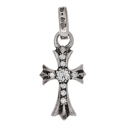 Chrome Hearts Sterling Silver Diamond Baby Fat Cross Pave Pendant 1 of 6