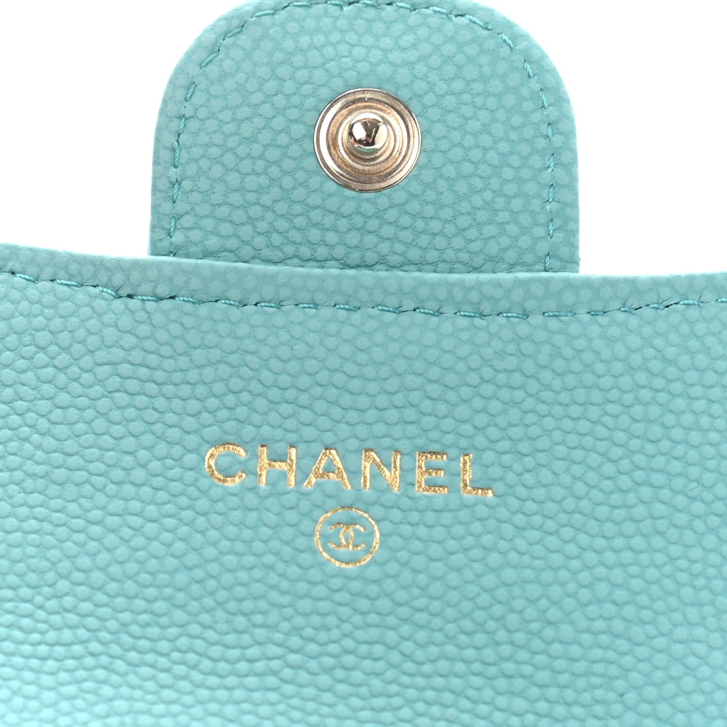 Caviar Chevron Quilted Flap Card Holder Green