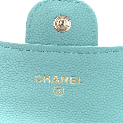 Chanel Caviar Chevron Quilted Flap Card Holder Green 6 of 10