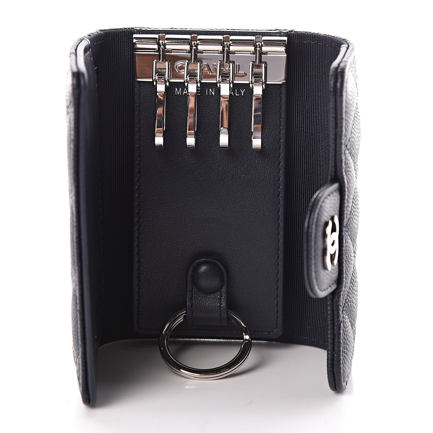 Caviar Quilted Classic 4 Key Holder Wallet Blue