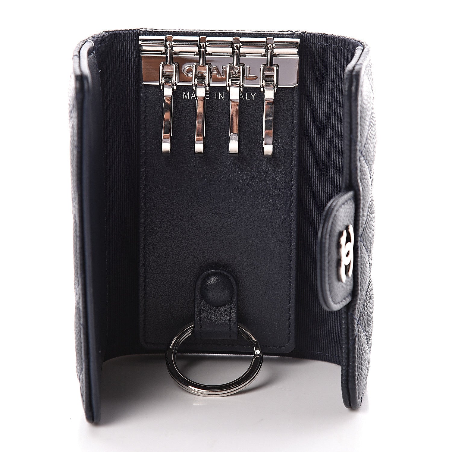Chanel Caviar Quilted Classic 4 Key Holder Wallet Blue 5 of 9