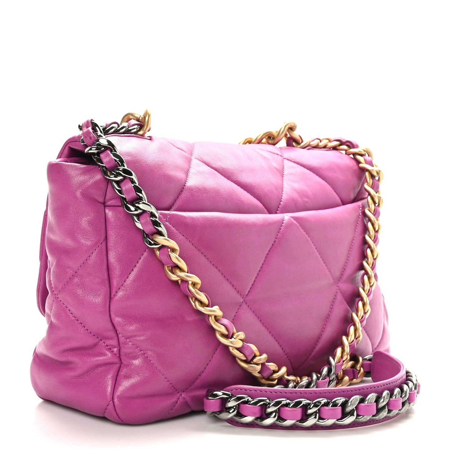 Lambskin Quilted Large Chanel 19 Flap Purple