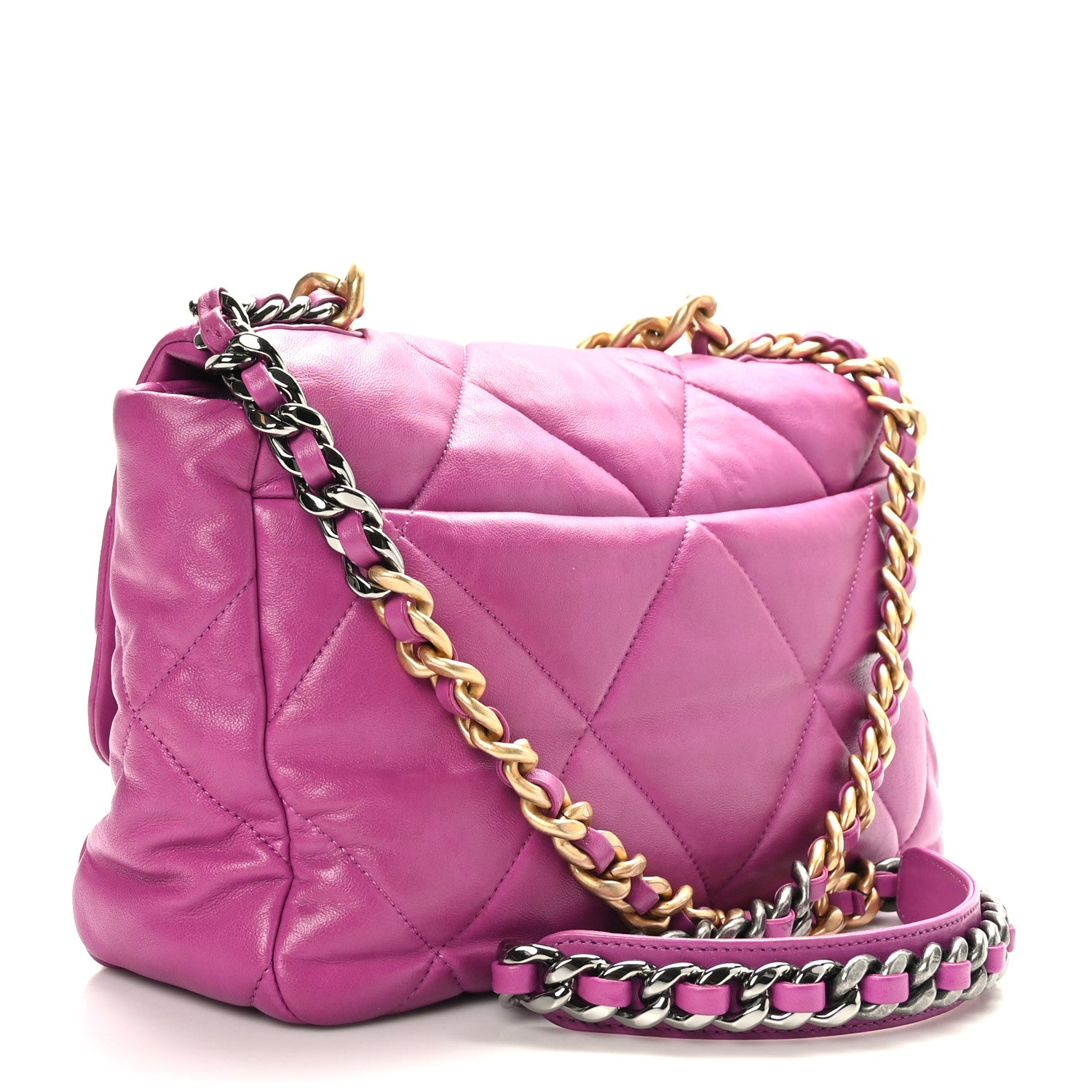 Chanel Lambskin Quilted Large Chanel 19 Flap Purple 3 of 10