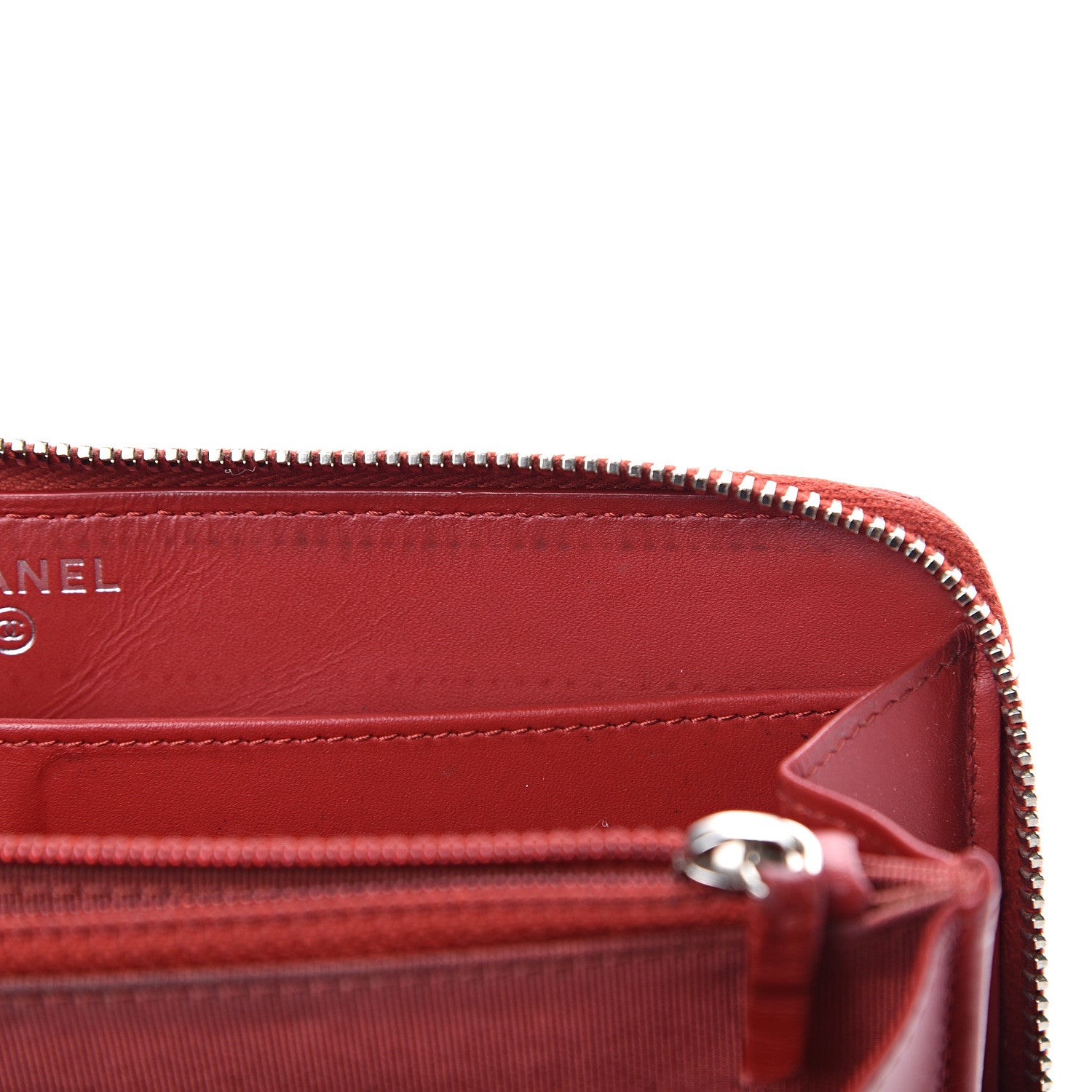 Chanel Caviar Quilted Large Gusset Zip Around Wallet Red 9 of 13