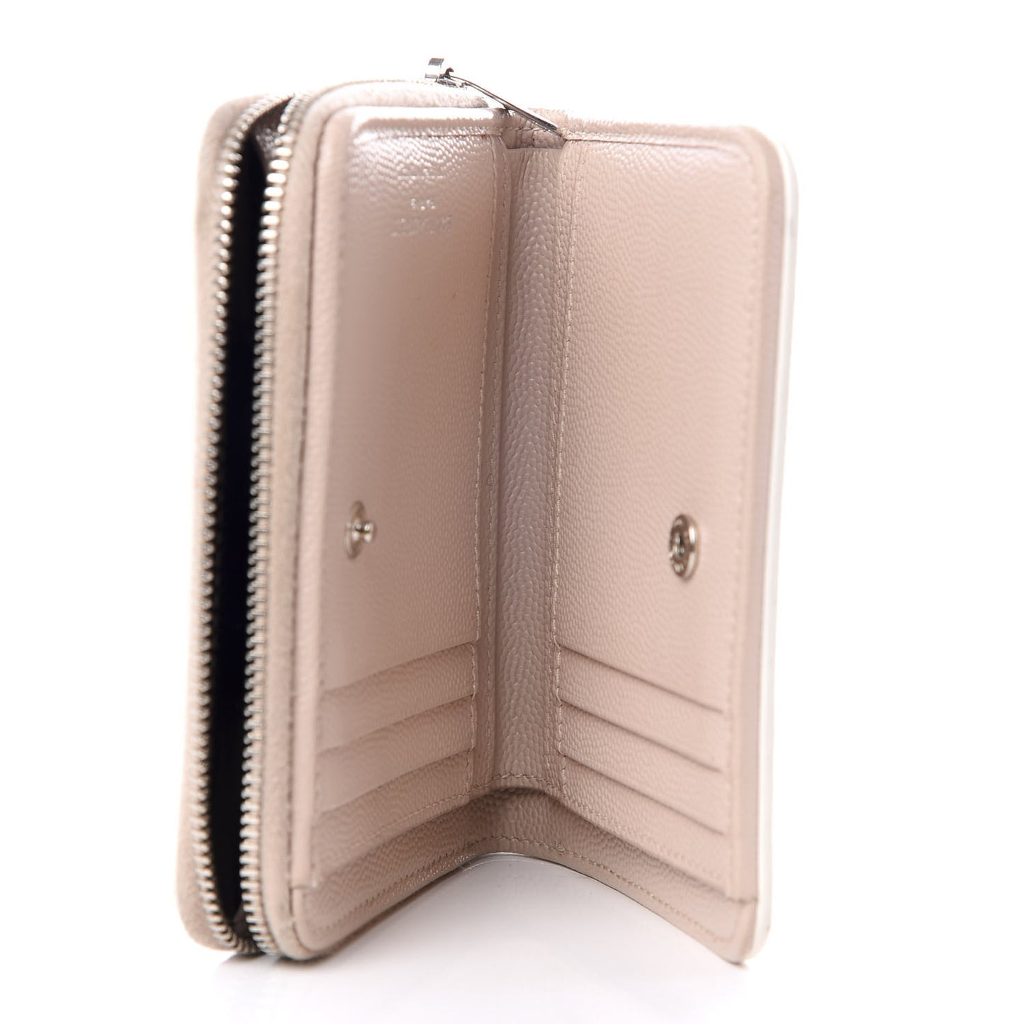 Grain De Poudre Matelasse Chevron Monogram Compact Zip Around Wallet Pink White