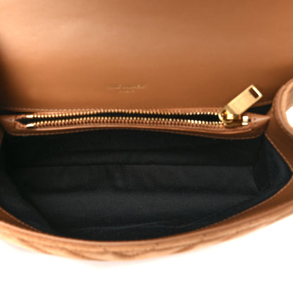 Saint Laurent Suede Matelasse Chevron Monogram Medium College Bag Cinnamon 5 of 10