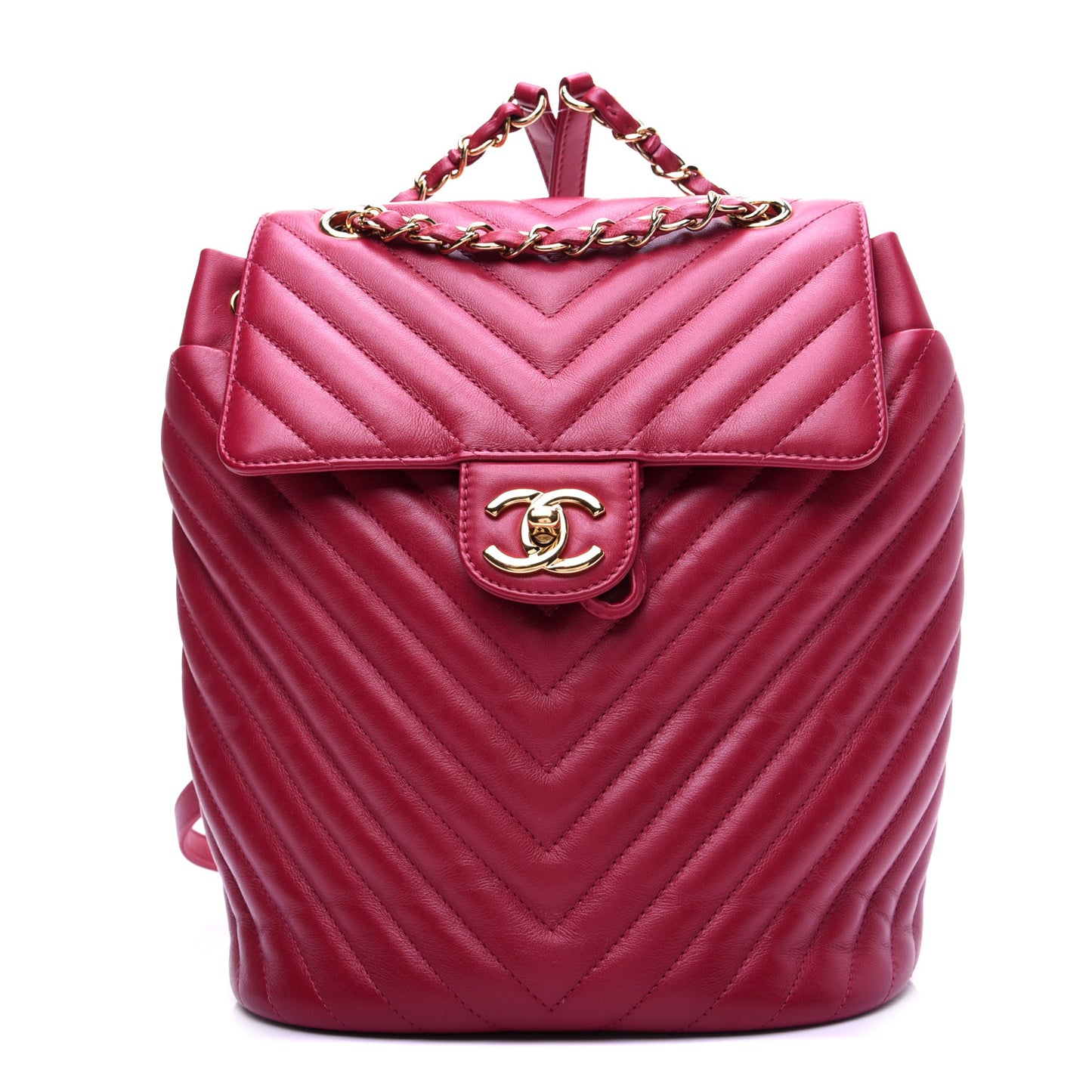 Calfskin Chevron Quilted Small Urban Spirit Backpack Dark Pink