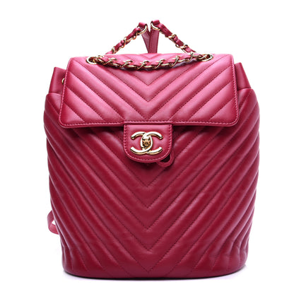 Chanel Calfskin Chevron Quilted Small Urban Spirit Backpack Dark Pink 1 of 9
