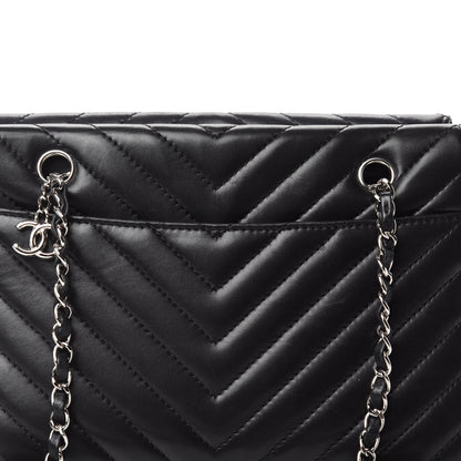 Chanel Lambskin Surpique Chevron Small Tote Black 10 of 10