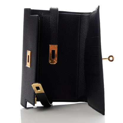 Hermes Epsom Medium Kelly Wallet Black 5 of 8
