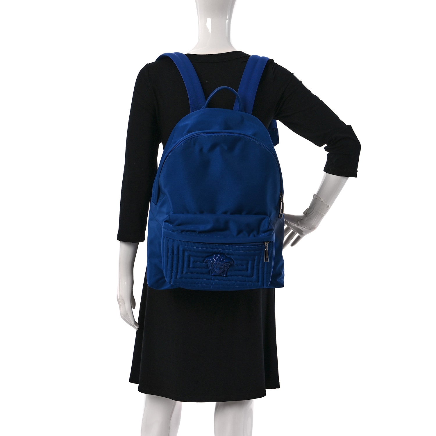 Versace Nylon Quilted Palazzo Medusa Backpack Blue 2 of 13
