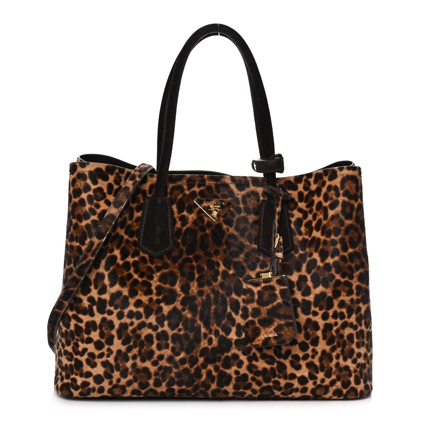Calf Hair Leopard Print Shoulder Bag Avorio