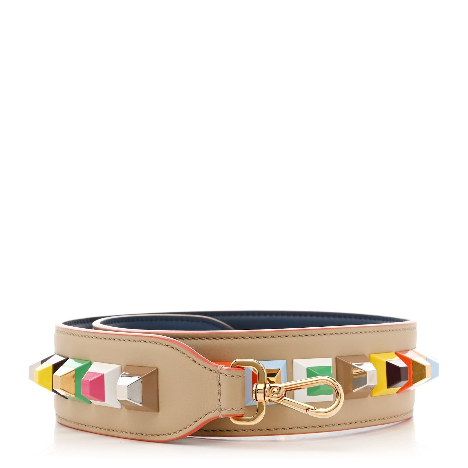 Fendi Vitello Century Plexiglass Bi-Color Studded Strap You Amido Blue Scuro 1 of 4