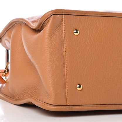 MCM Visetos Calfskin Crocodile Embossed Double Zip Tote Cognac 9 of 12