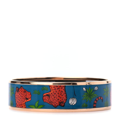 Hermes Enamel Printed Wide Les Leopards Bracelet 65 Folk 3 of 5
