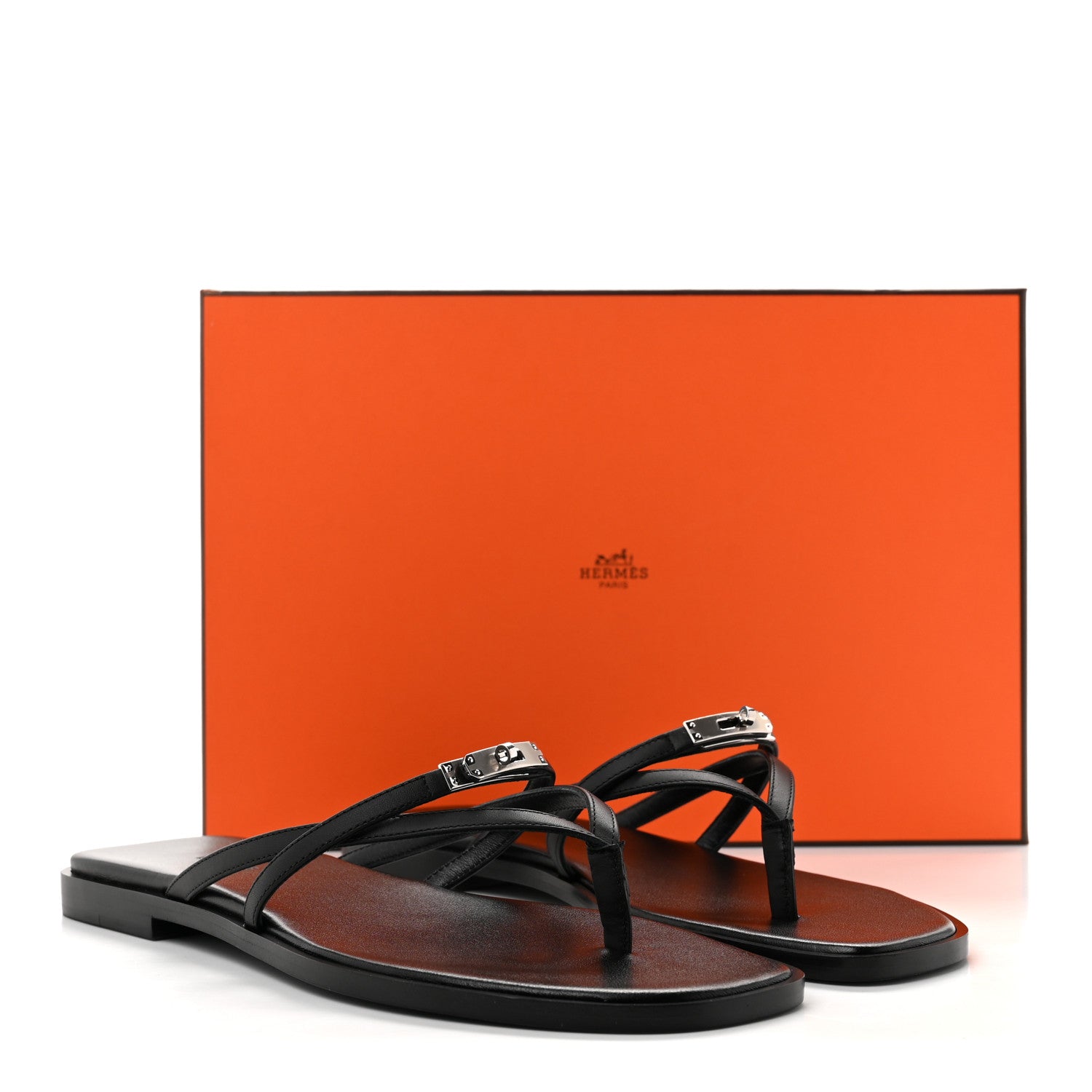 Hermes Calfskin Miss Sandals 39 Black 9 of 9