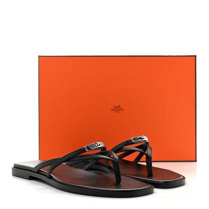 Hermes Calfskin Miss Sandals 39 Black 9 of 9