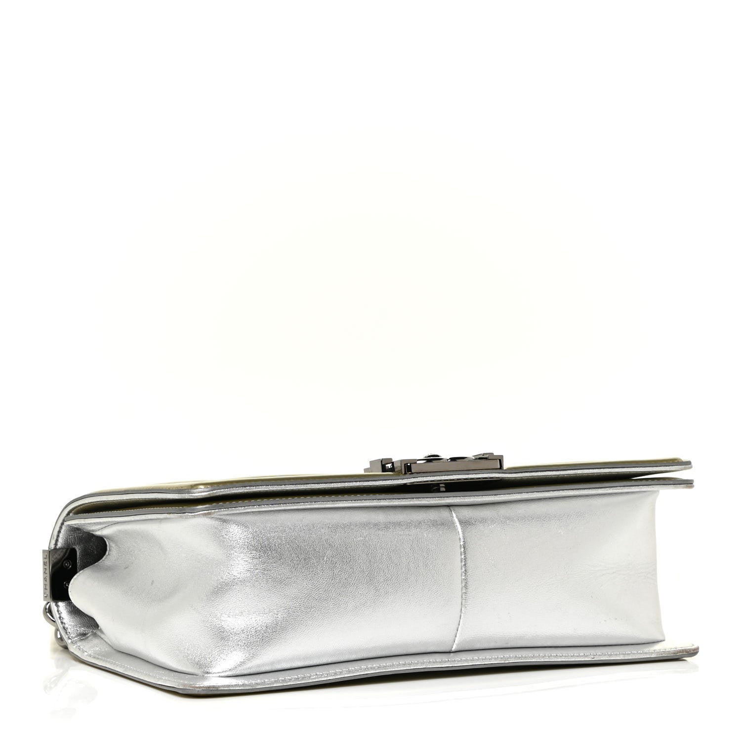 Chanel Metallic Patent Calfskin Quilted Medium Boy Flap Silver 3 of 16