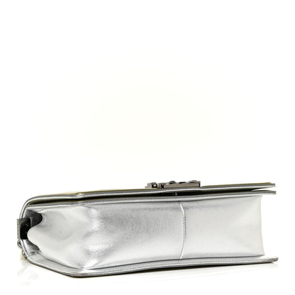 Chanel Metallic Patent Calfskin Quilted Medium Boy Flap Silver 3 of 16