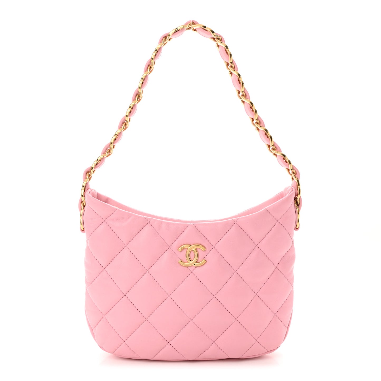 Lambskin Quilted CC Links Hobo Light Pink