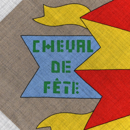 Hermes Cashmere Silk Cheval De Fete Shawl 140 Gris Chine Vert Jaune 5 of 6