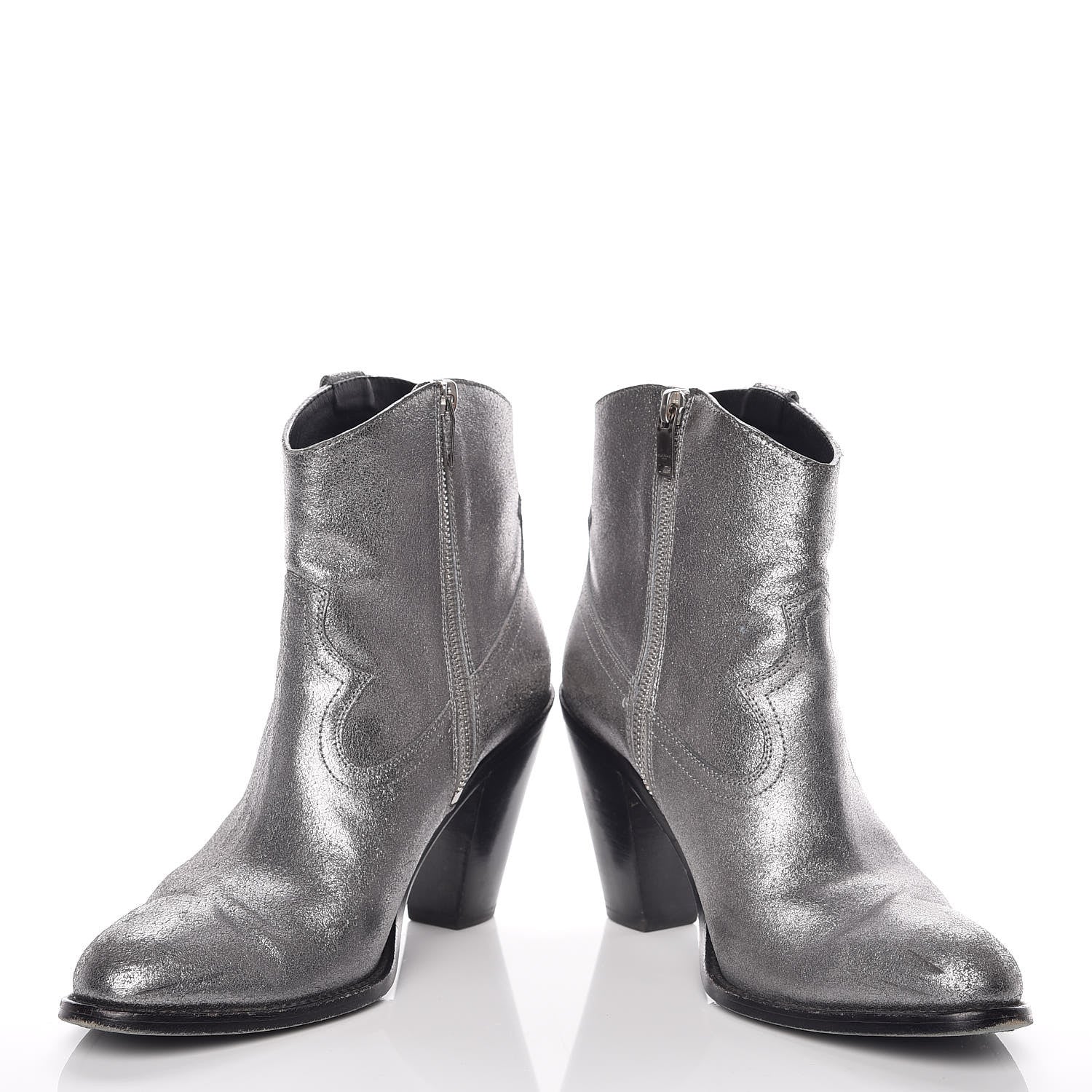 Saint Laurent Metallic Suede Curtis Ankle Boots 39 Dark Silver 5 of 22