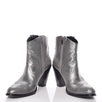 Saint Laurent Metallic Suede Curtis Ankle Boots 39 Dark Silver 5 of 22