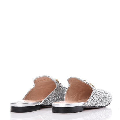 Gucci Glitter Womens Princetown Slippers 38 Silver 4 of 11