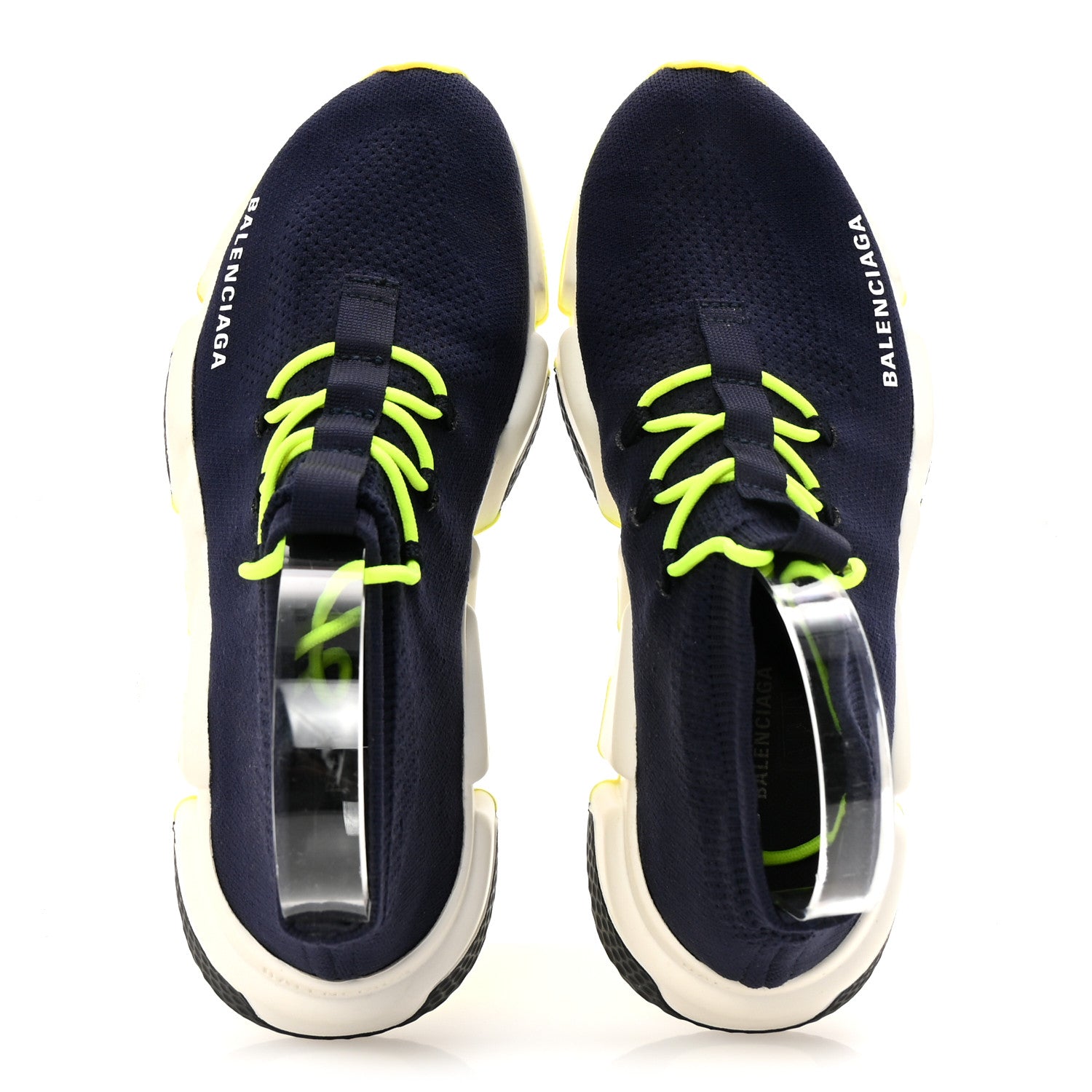 Balenciaga Sweatshirt Knit Womens Speed Lace Up Sneakers 37 Navy