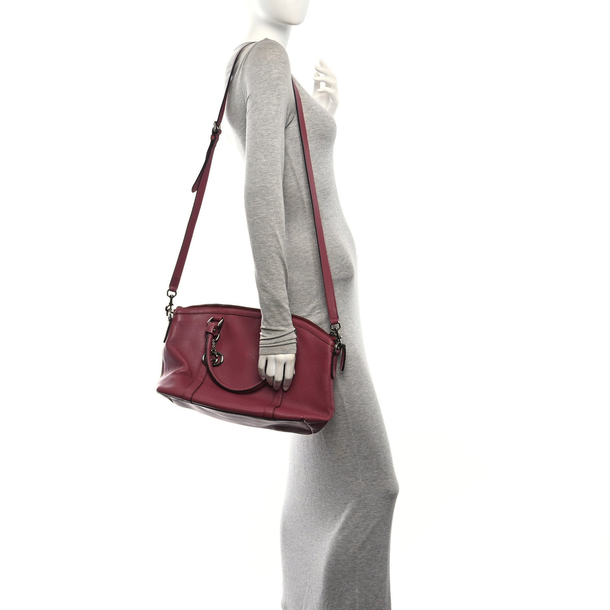 Pebbled Calfskin Medium GG Convertible Dome Satchel Pink