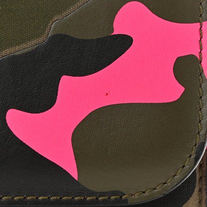 Valentino Garavani Nappa Canvas Camouflage Medium Glam Lock Rockstud Flap Fuxia Fluo 11 of 11