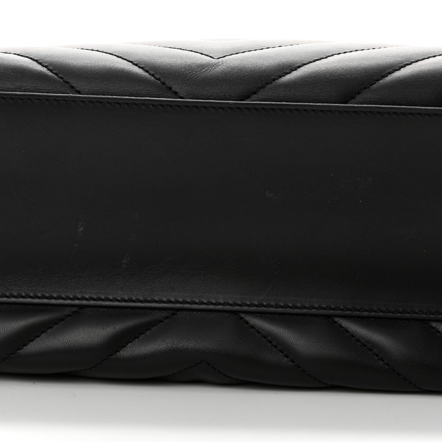 Smooth Calfskin Matelasse Chevron Large Monogram Shopping Bag Black