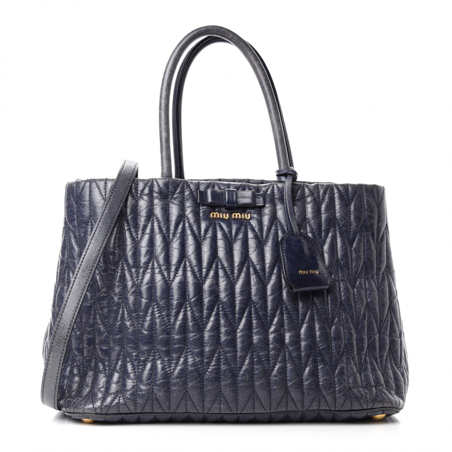 Miu Miu Nappa Matelasse Bow Tote Bleuette 1 of 10