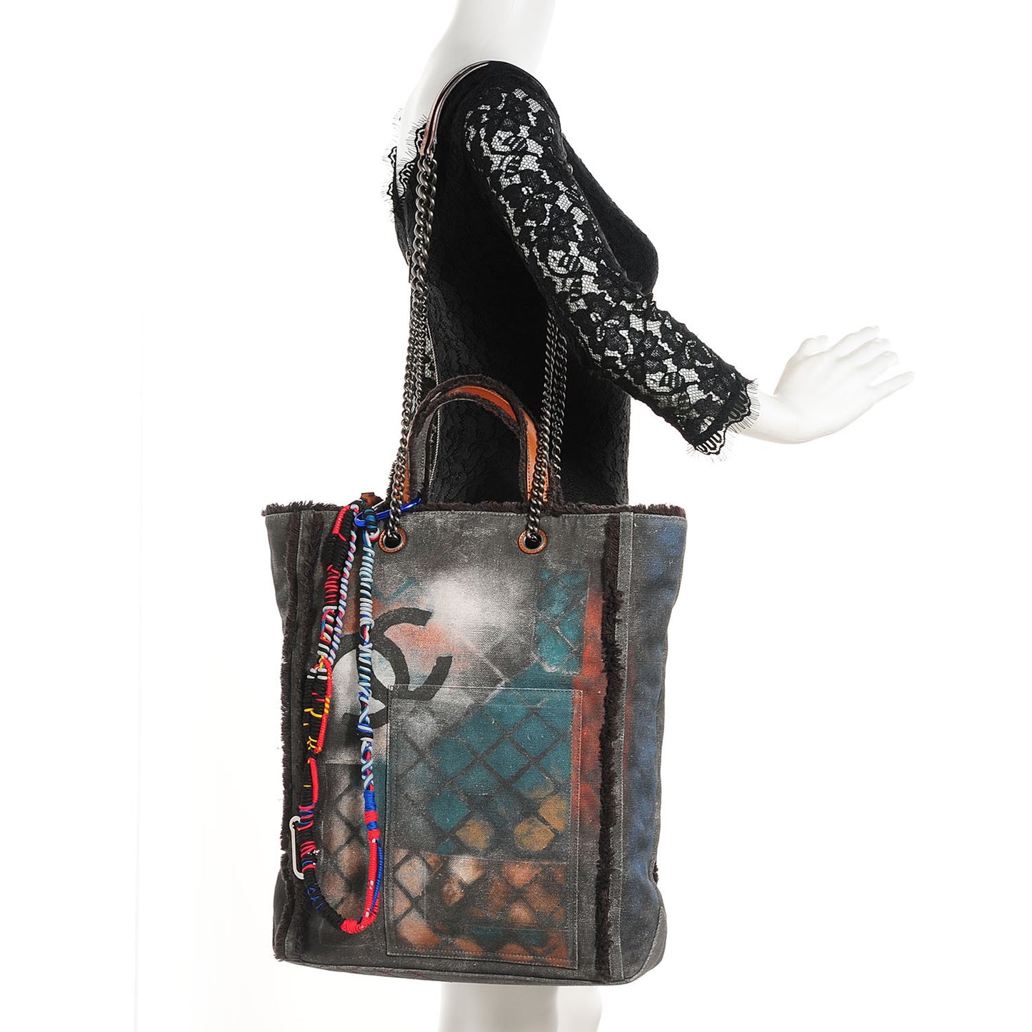 Canvas Large Graffiti Tote Black