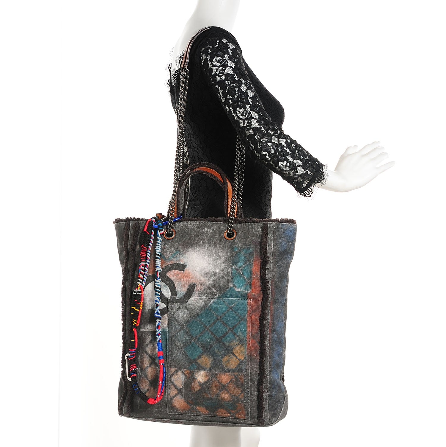 Chanel Canvas Large Graffiti Tote Black 2 of 7