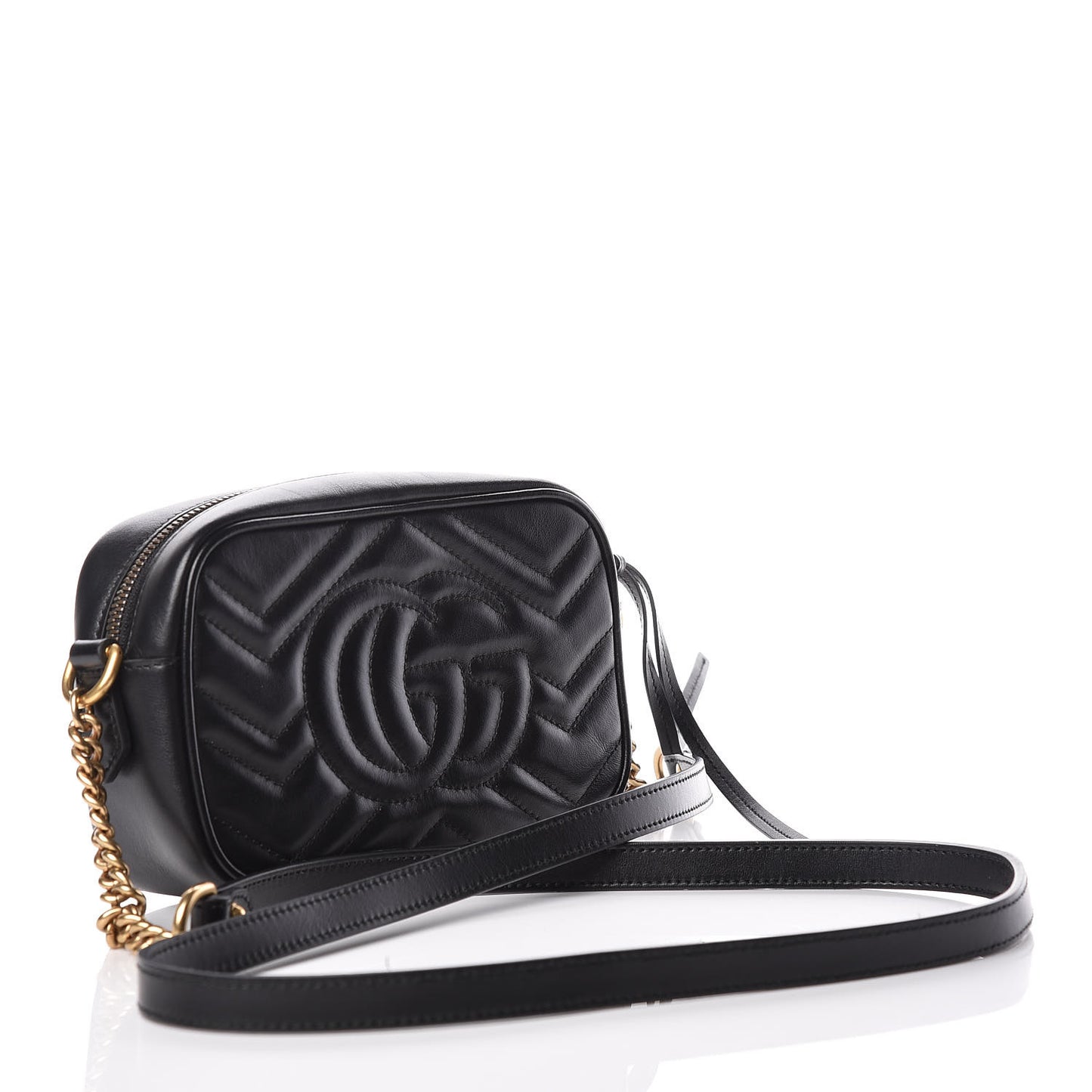 Calfskin Matelasse Mini GG Marmont Chain Shoulder Bag Black